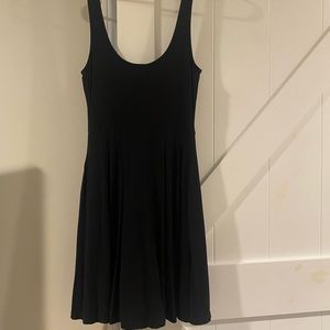 Black stretch cotton skater dress